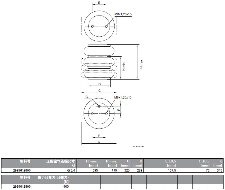 Rexroth/力士樂波紋管式氣缸尺寸