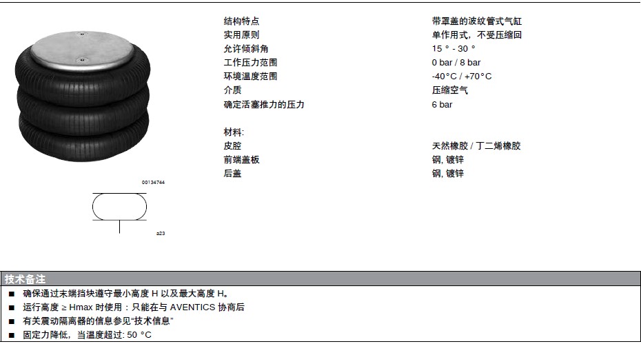 Rexroth/力士樂波紋管式氣缸特點(diǎn)：